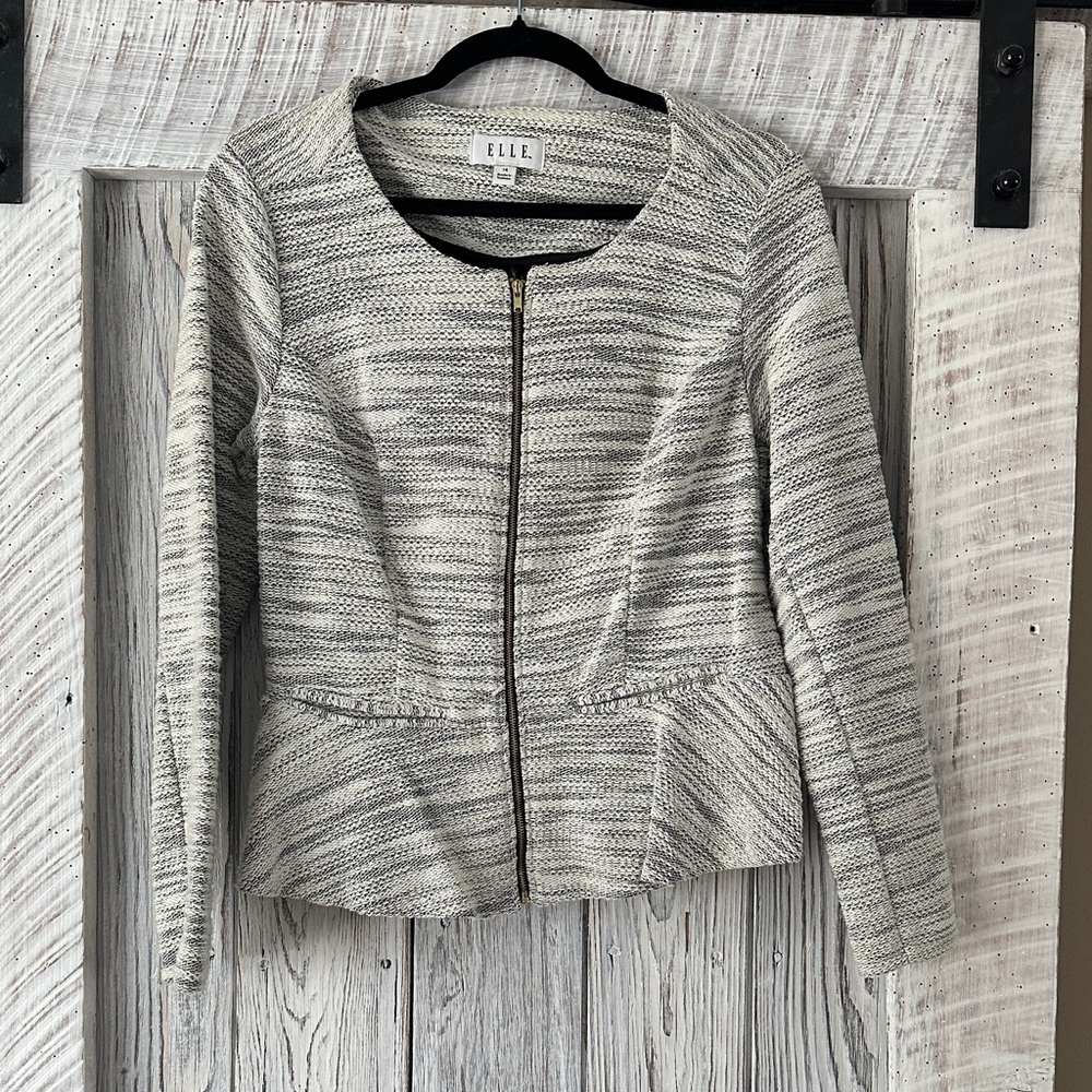 Elle Women's Black and White Textured Blazer